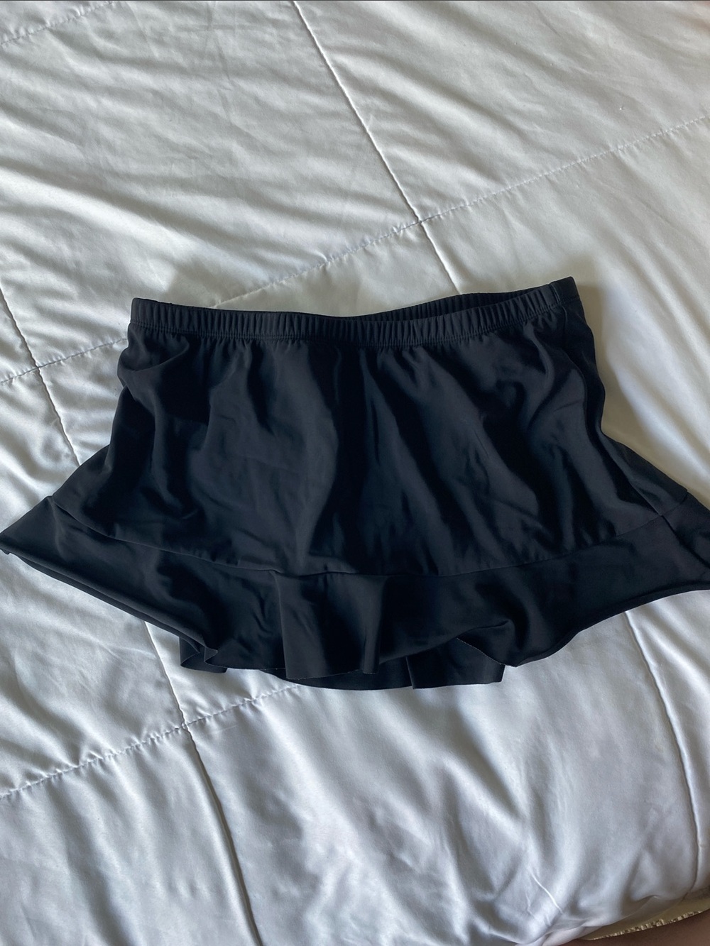Black Swim Skirt with Ruffle Hem
